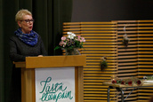 Lappeenrannan kaupungin tervehdyksen toi kulttuuri ja liiikuntalautakunnan puheenjohtaja Eeva Arvela
Kuva Mikko Kauppinen